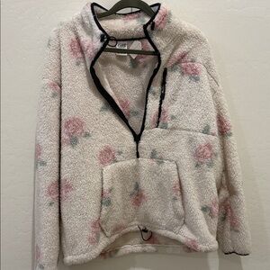 PINK Floral Fleece Pullover